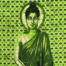 Bedcover - decorative cloth - Buddha - green - 54x83in