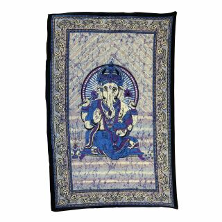 Manta de meditación - Colcha - Paño de pared - Ganesha - azul - 135x210cm