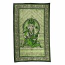 Manta de meditación - Colcha - Paño de pared - Ganesha - verde - 135x210cm