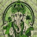 Manta de meditación - Colcha - Paño de pared - Ganesha - verde - 135x210cm