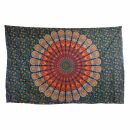 Bedcover - decorative cloth - Mandala - orange-blue -...