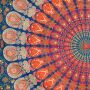 Meditationsdecke - Tagesdecke - Wandtuch - Mandala - orange-blau - 135x210cm