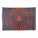 Bedcover - decorative cloth - Mandala - green-orange - 54x83in