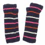 Woolen arm warmers - Knitted arm warmers - blue-navy with stripes - fleece arm warmers