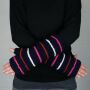 Woolen arm warmers - Knitted arm warmers - blue-navy with stripes - fleece arm warmers