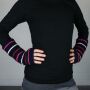 Woolen arm warmers - Knitted arm warmers - blue-navy with stripes - fleece arm warmers