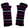 Woolen arm warmers - Knitted arm warmers - blue-navy with stripes - fleece arm warmers