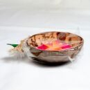 Vela - hibisco en cáscara de coco - rojo-naranja