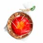 Vela - hibisco en cáscara de coco - rojo-naranja