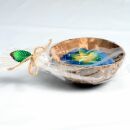 Scented candle in a coconut shell - Hibiscus - blue-yellow