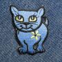 Patch - gatto con fiore - blu - toppa