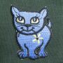 Aufnäher - Katze mit Blume - blau - Patch