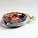 Scented candle in a coconut shell - Hibiscus - purple-orange