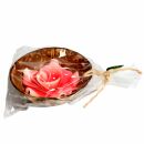 Scented candle in a coconut shell - Rose - red