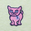 Aufnäher - Katze mit Blume - rosa - Patch