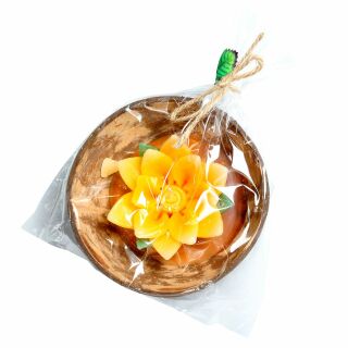 Candela - loto in guscio di noce di cocco - arancione