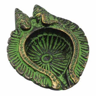 Incense cone holder - Shiva and Ganesha - brass - green