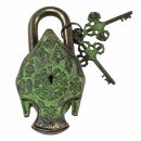 Lock - Padlock - Buddha - Brass - green-gold