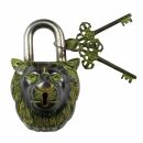Lock - Padlock - Lions Head - brass - green