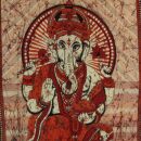 Tagesdecke - Wandtuch - Ganesha - rot - 135x210cm