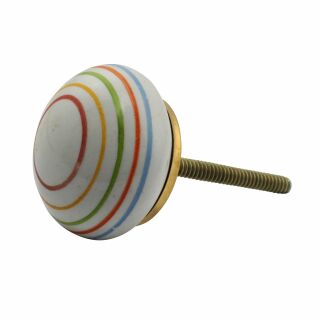 Ceramic door knob shabby chic - Stripes - colourful