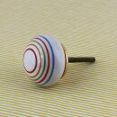 Ceramic door knob shabby chic - Stripes - colourful
