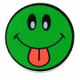 Aufkleber - Smiler mit Zunge - grün-rot - Sticker