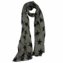 Sciarpa di cotone - pareo - sarong - stelle - grigio-nero