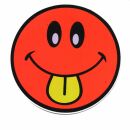 Aufkleber - Smiler mit Zunge - hellrot-gelb - Sticker