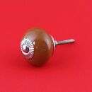 Ceramic door knob shabby chic - ochre-brown