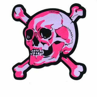 Aufkleber - Totenkopf - pink-weiß links - Sticker