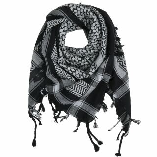 Kufiya - Keffiyeh - negro - gris-gris claro - Pañuelo de Arafat