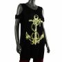 Tank Tops with Cut Outs - Mini Dress - Anchor - black
