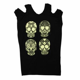 Tank Top with Cut Outs - Mini Dress - Skulls - Dia de Muertos - black