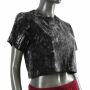 Crop Top - Shirt - Used Look - Stonewashed - schwarz