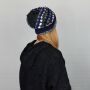 Wollmütze - Muster 01 - gestrickt - grau-blau