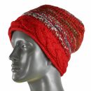 Berretto di lana - cappello caldo fatto a maglia - a righe - rosso-blu