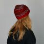 Woolen Hat - Beanie - striped - red-blue