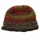 Berretto di lana - cappello caldo fatto a maglia - a righe - marrone-rosso