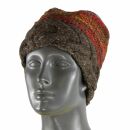 Gorra de lana - beanie - rayado - marrón-rojo