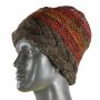Gorra de lana - beanie - rayado - marrón-rojo
