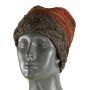 Berretto di lana - cappello caldo fatto a maglia - a righe - marrone-rosso