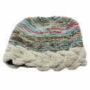 Woolen Hat - Beanie - striped - white-multicoloured