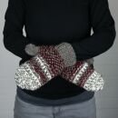 Manoplas - guantes de punto - lana - rojo-blanco