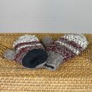Manoplas - guantes de punto - lana - rojo-blanco