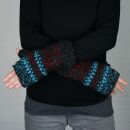 Arm warmers - Knitted arm warmers - Wool - red-blue