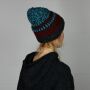 Gorra tejida de lana - beanie - rayado - azul-rojo - Gorro de punta