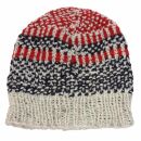 Gorra tejida de lana - beanie - rayado - negro-rojo -...