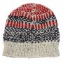 Gorra tejida de lana - beanie - rayado - negro-rojo - Gorro de punta