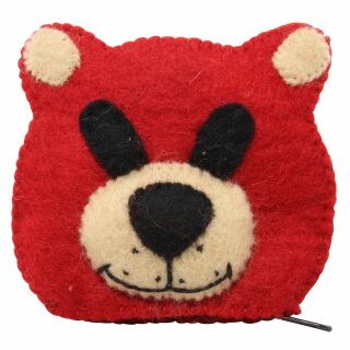 Cartera de fieltro con cremallera - oso rojo